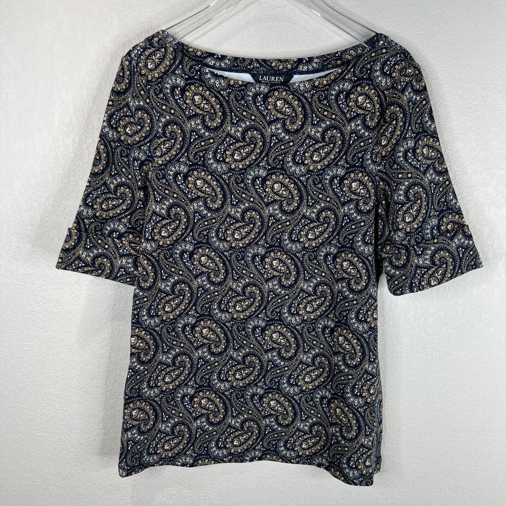 Lauren Ralph Lauren Women's Paisley Pint Mini Dress Short Sleeve Multicolor SZ L